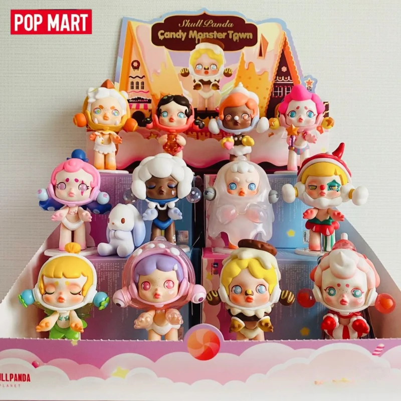 

POPMART натуральная слепая коробка игрушка милый череп панда конфеты монстр город серия Коллекционные фигурки модель настольный орнамент игрушка в подарок