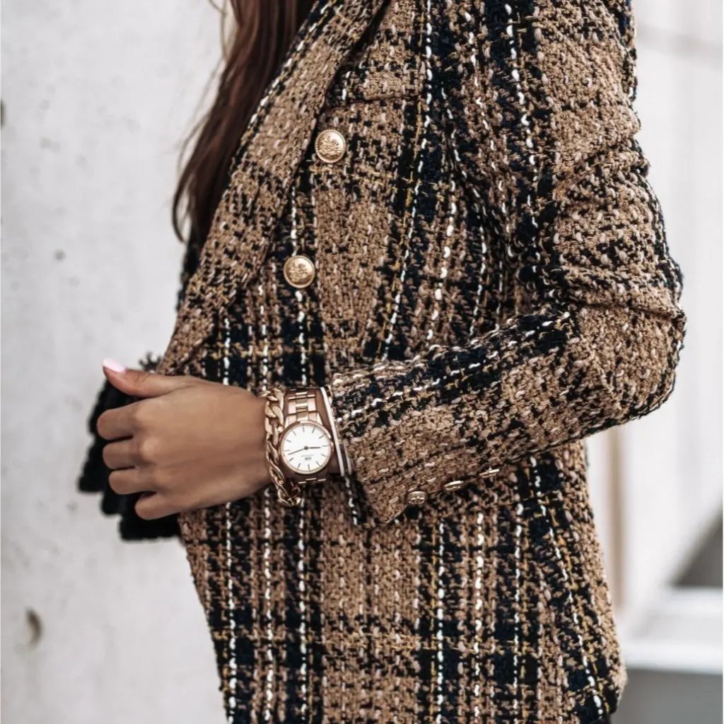 

Independent Station Long Sleeve Double-breasted Printed Suit Jacket for Women Fall/Winter Collection