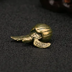 Brass Turtle Make Old and Retro Style Cute Little Turtle Crafts Tea Pet Table Ornament Home Decor Metal Figurine Lovely Gifts