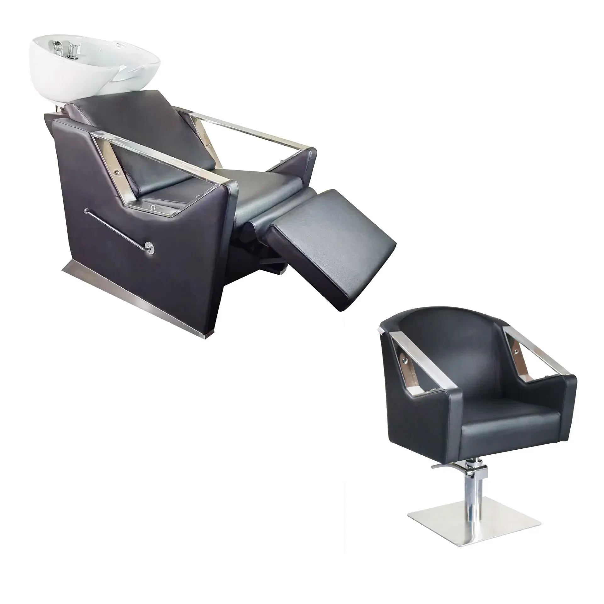 Fanjie shampoo bed barber shop special semi-reclining Internet celebrity flush bed ceramic basin hair salon shampoo bed manufact