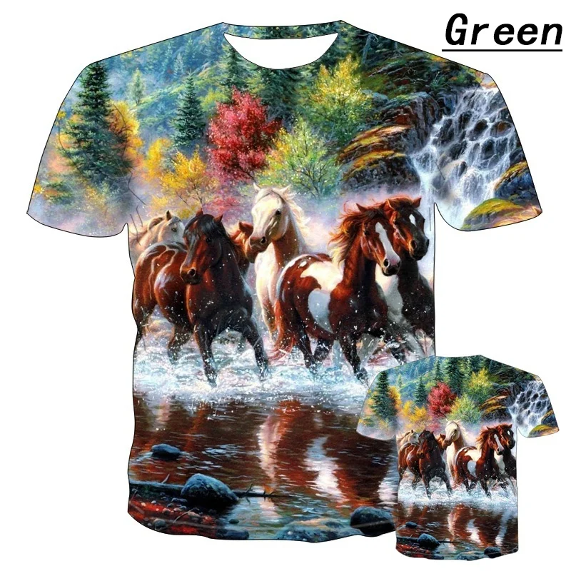 New Fashion 3D Horse T-shirts for Men Harajuku Trendy Tops T Shirts Short Sleeve Tee Loose T-shirt Size XS-4XL