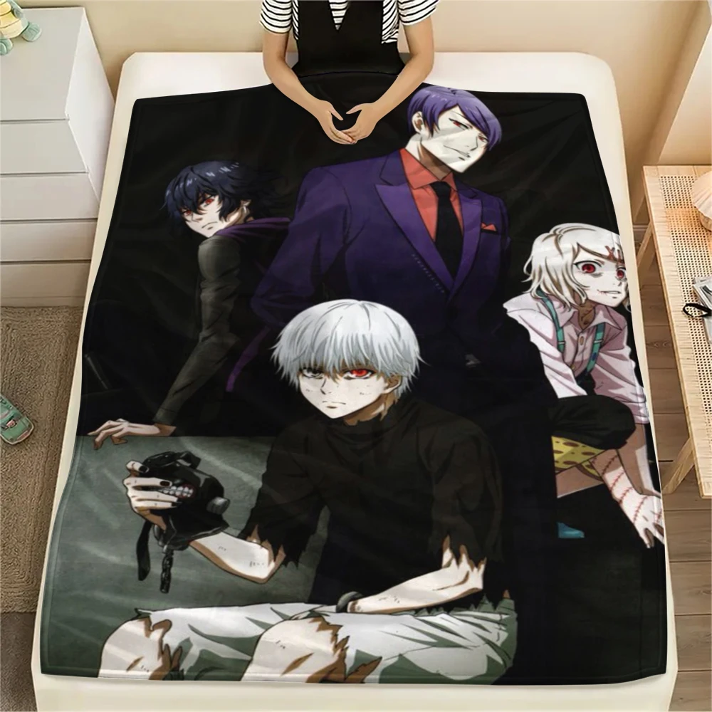 Tokyo Ghoul Flannel Blanket Printed Warm for Home Bedroom Sofa Travel Dorm -xia98