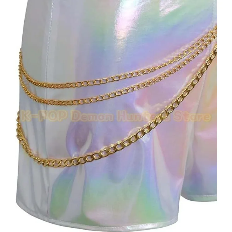 أطفال Kpop شيطان الصيادين زوي رومي ميرا تأثيري حلي الأبيض الذهبي موحدة شعر مستعار للأطفال الفتيات أداء مرحلة الهالوين #4