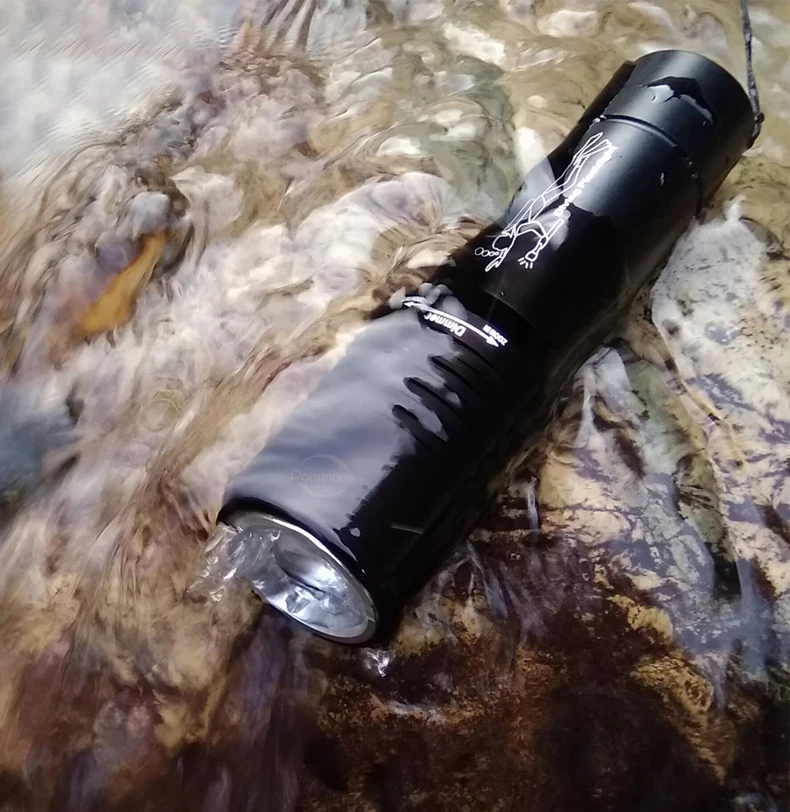 Diving Flashlight IP8 Highest Waterproof Telescopic Zoom Rating Professional Diving Light Powered 18650 Battery With Hand Rope