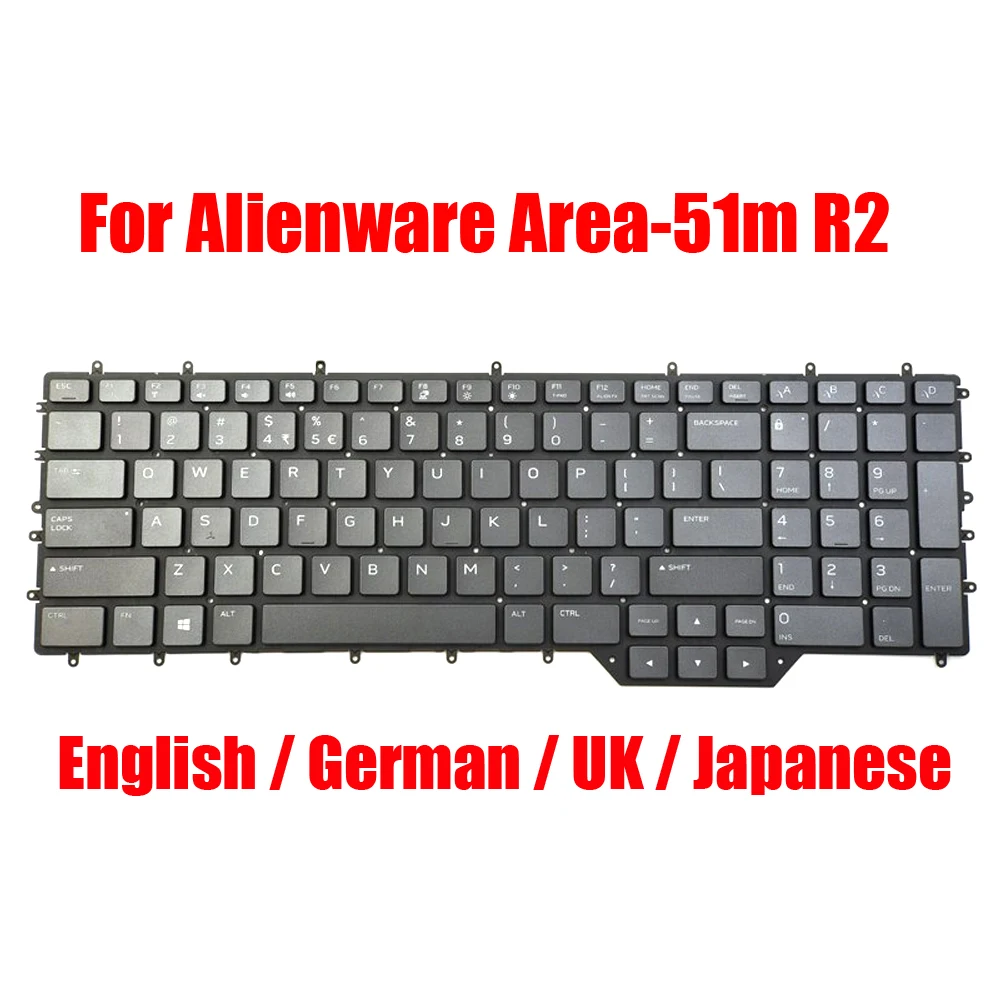 

Laptop Keyboard For Alienware Area-51m R2 English German Japanese United Kingdom US GR UK JP Backlit