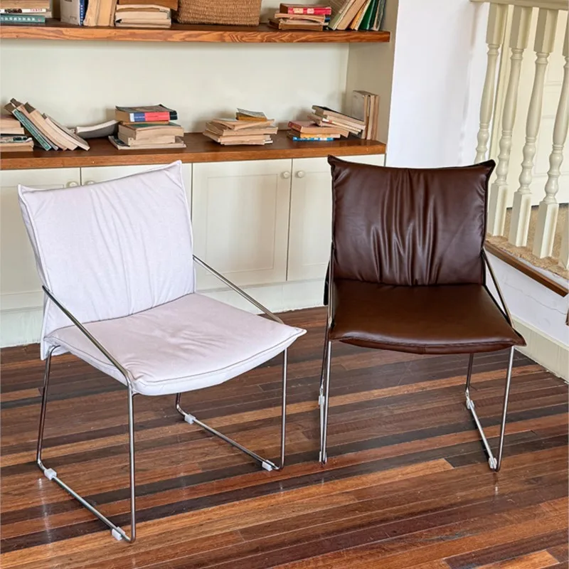 MOMO Vintage Style Soft-padded Dining Chair Designer Simple Internet Celebrity Leisure Backrest Office Chair Coffee Shop Chair