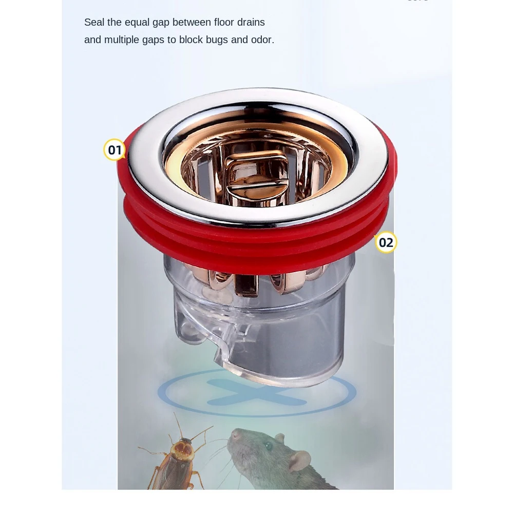 HLZS-2X Odor Proof Floor Drain Core Shower Floor Drain Plug Insect Proof Odor Proof Hairpin Plug Bathroom Toilet Sewer B