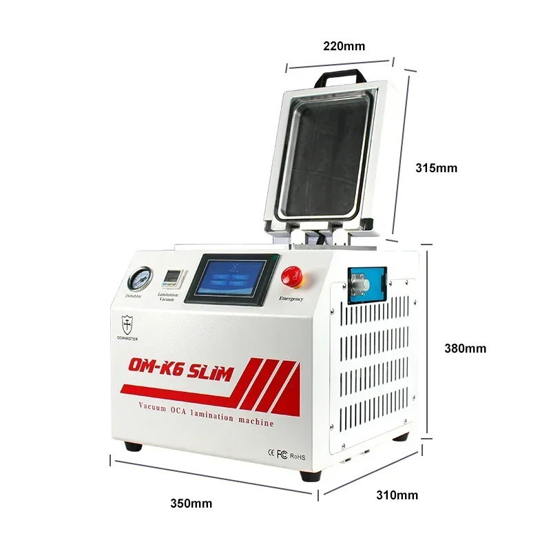 OCAMASTER OM-K6 Slim All in One LCD Laminator Bubble Remover Machine Built in Vacuum Pump and Air Compressor for Phone Repair