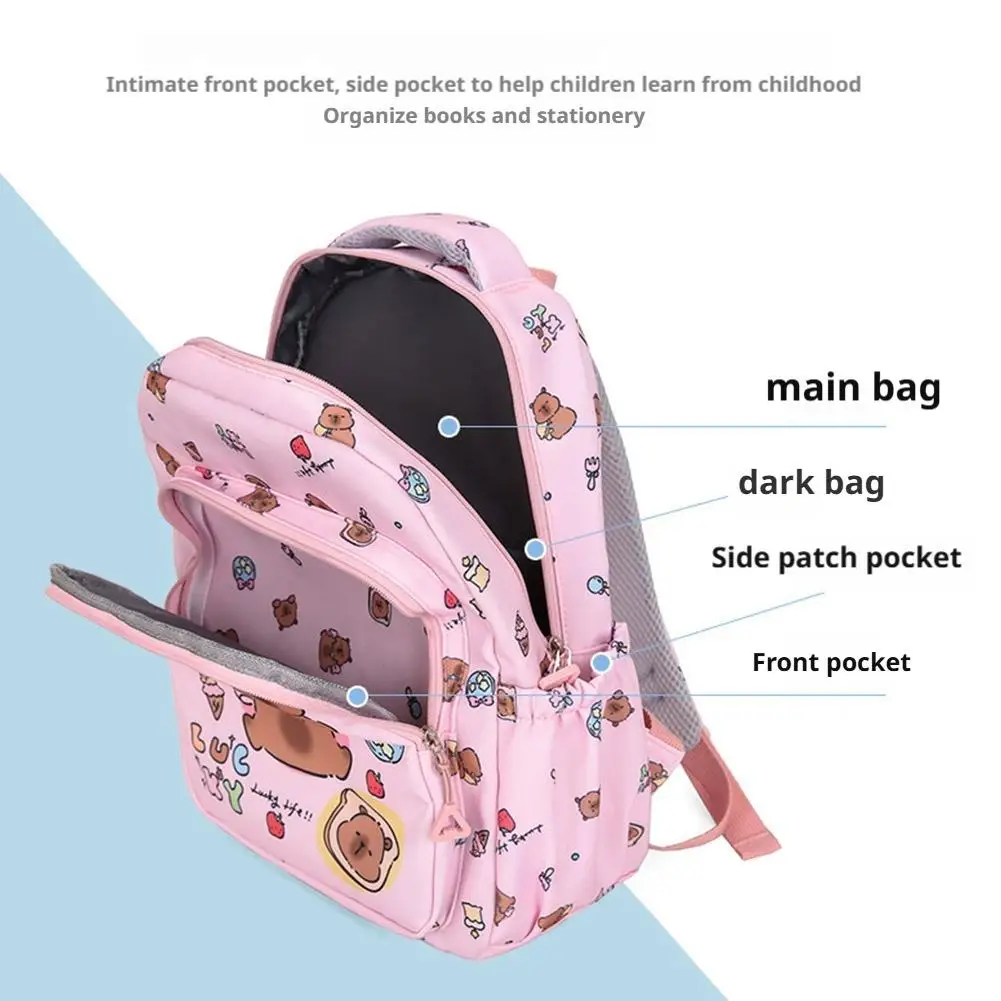 3 قطع/مجموعة حقيبة ظهر كاجوال لطيفة على شكل كابيبارا كارتونية ملونة مع حقيبة غداء وحقائب كتب للطلاب #3