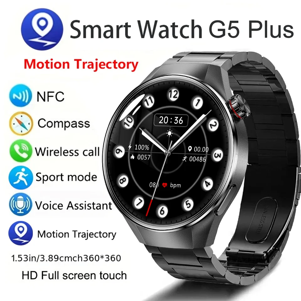 

GPS Adult Smart Watch G5 Plus 466*466 1.75 inch AMOLED Screen Bluetooth Call Heart Rate Monitoring 400mAh Smart Watch BT5.0