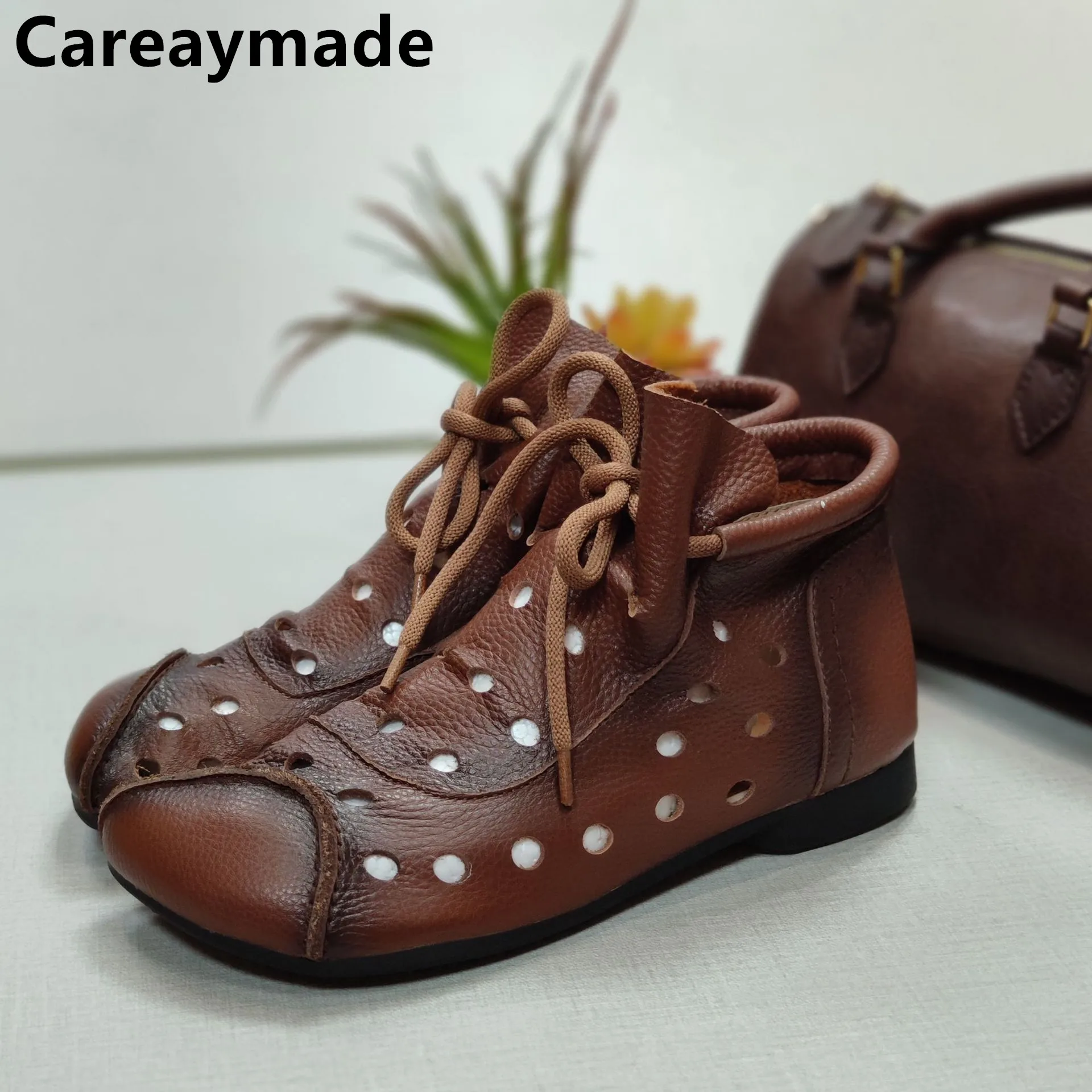 Careaymade-Cool Boots stivali da donna estate scava fuori stivali in pelle traspirante scarpe alte nazionali per il tempo libero sandali comodi