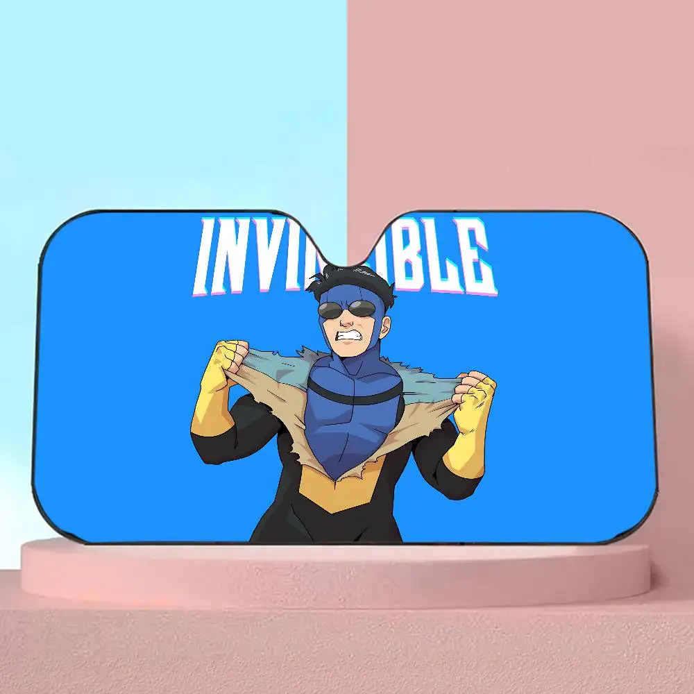 Animation I-Invincible Car Sunshade Shield Windshield Window Sun Blocker Cover Interior Protection for Truck SUV Visor Universal