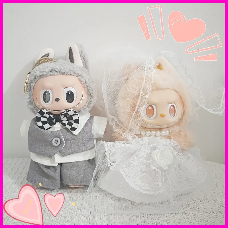 

For Labubu 17cm Wedding Wedding Dress Creative Suit Set Cute Character Costume Fashion Clothes Dress Up Surprise Accessories