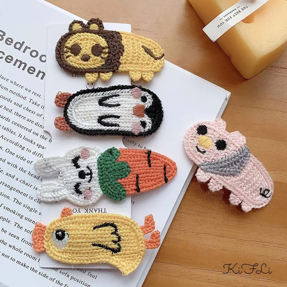 달콤한 귀여운 가을 겨울 선물 머리 장식 한국 스타일 어린이 헤어 클립 니트 헤어 그립 소녀 헤어 홀더 어린이 모직 머리핀