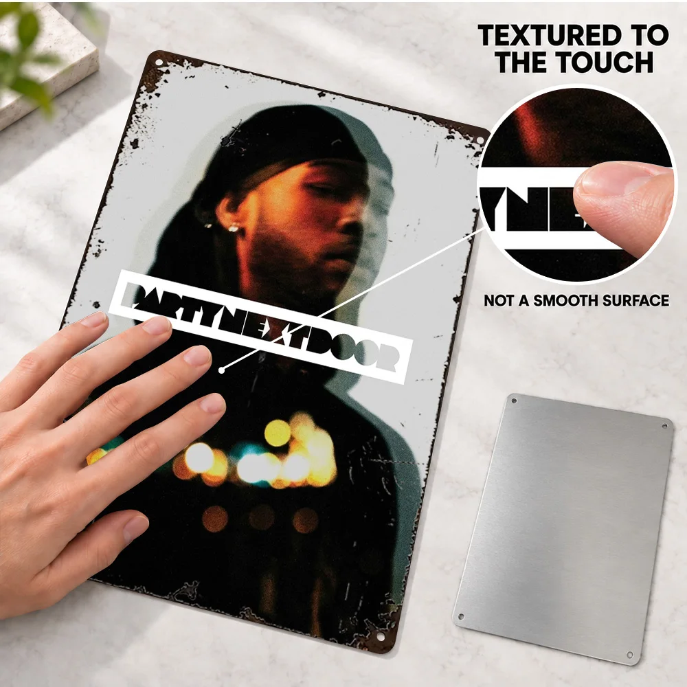 PARTYNEXTDOOR Portrait Textured Metal Poster Customized Aluminum Sign Monochrome Photography Wall Art For Music Listening Corner