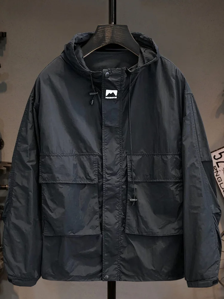 

Summer Trendy Bla Sun Protection Men's Outdoor Climbing Fiing Loose Breathable Ice Silk Thin Qui Dry Jaet Faionable...