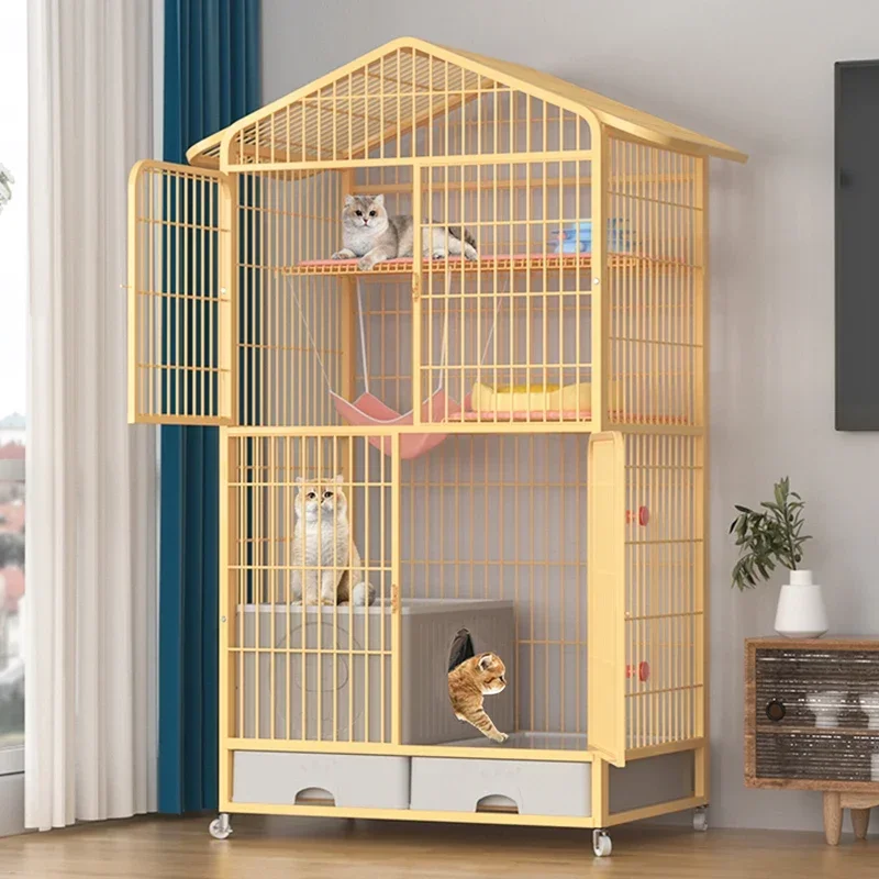 

Cat cage household indoor four-story villa large free space large integrated large cat house with toilet