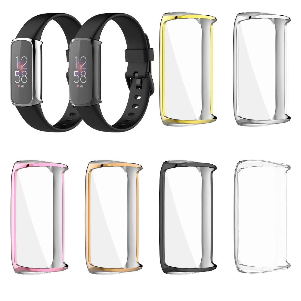 TPU Case for Fitbit luxe Smart Band Full Cover Screen Protector With Cleaning cotton Anti-scratch Film Bumper for Fitbit luxe