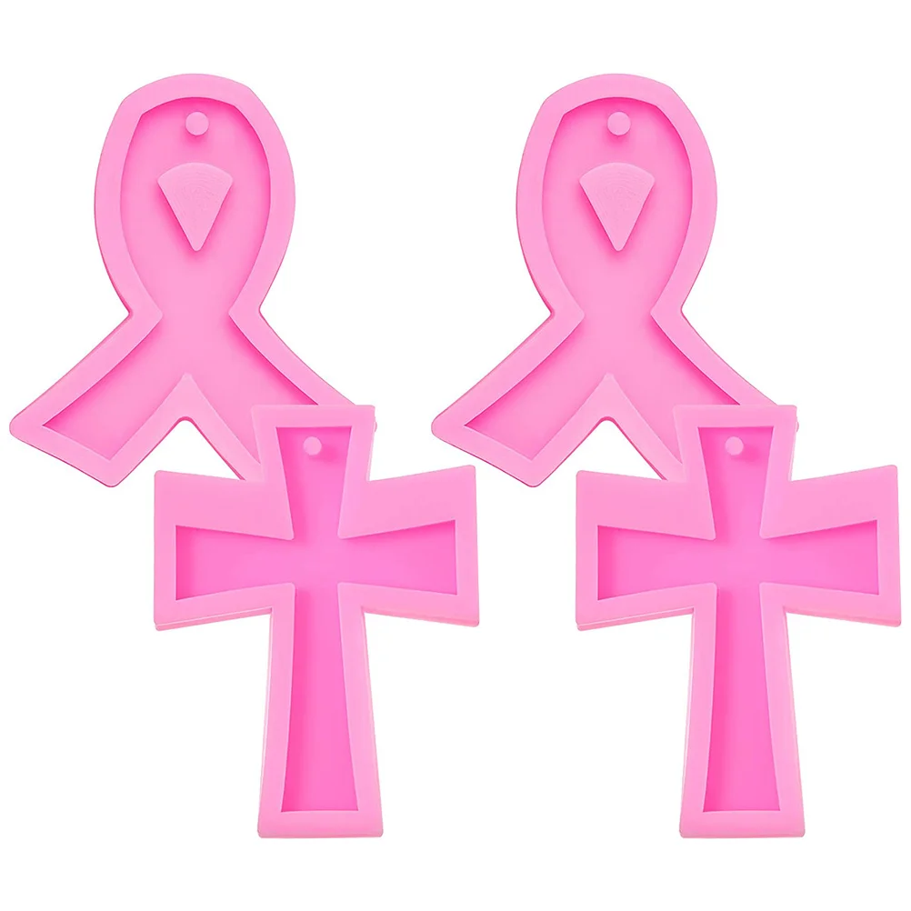 

4 Pcs Cross Mold Resin Silicon Key Fondant Molds Keychain Mould Shape Silicone Ribbon