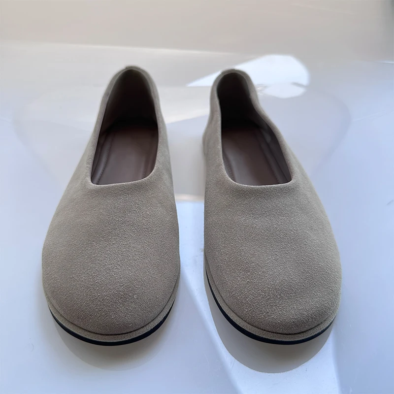 Brand Design Genuine Leather Women Shoes Loafers Cowhide Suede Flat Shoes Women 2024 Casual Solid Slip On Shoes Woman