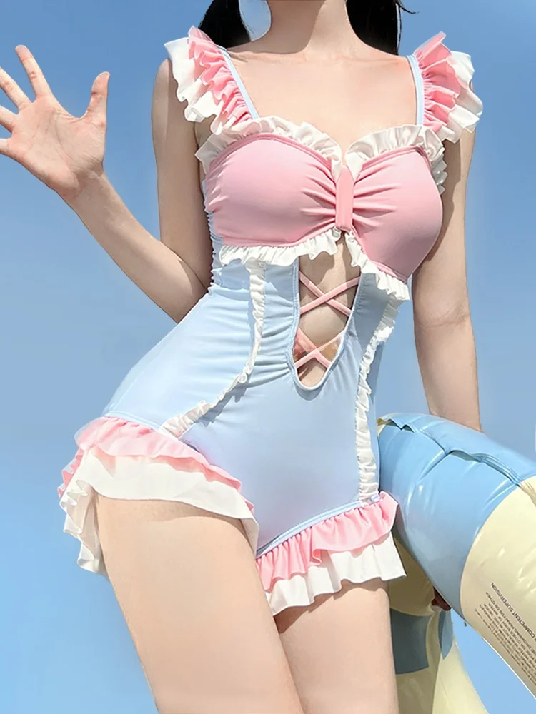 

Оригинальный купальник Mimoi Closet Dopane Lolita для женщин: сексуальный, быстросохнущий, однотонный, с пэчворком, милый дизайн