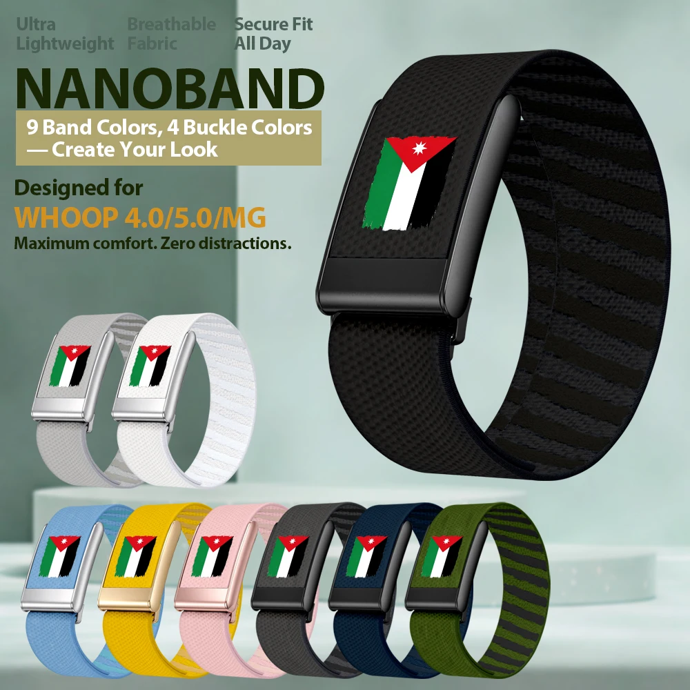 For Middle East Jordan national flag Logo Whoop 4.0 5.0 MG Replacement Sports Wristband Band Nylon Elastic Straps Metal Frame