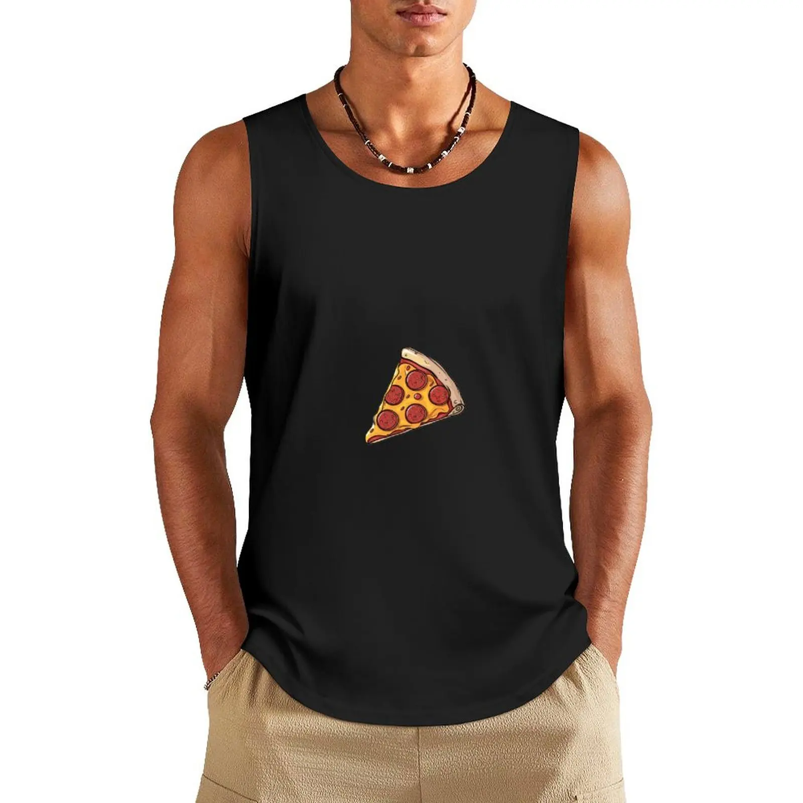 Colourful Digital Cartoon of a Pizza Slice Tank Top sports t-shirts for men summer clothes men 2024 bodybuilding man cool things