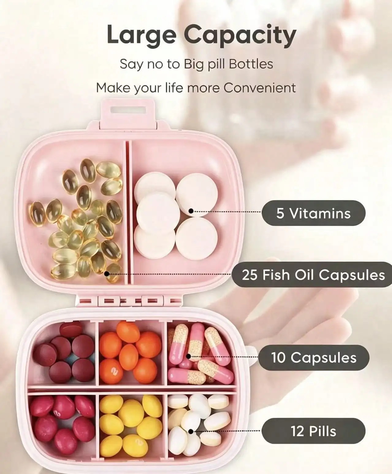 8-Compartment Portable Medicine Box mini Portable Medicine Storage Box Can Store Vitamin Storage Box