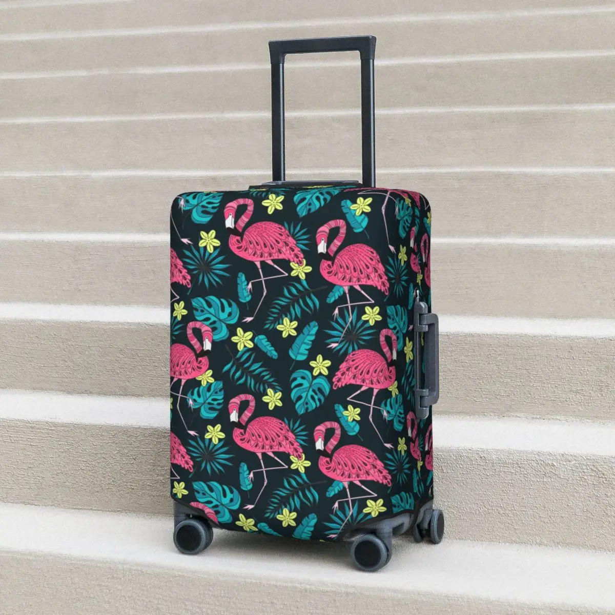 

Flamingo Suitcase Cover Exotic Tropical Leaves Animal Strectch Business Protection Luggage Supplies Flight