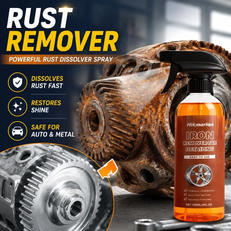 Rust Removing Spray Daily Handy Metal Stain Cleaner Mild Formula Auto Parts Brightening Restorer Gentle Polishing Agent