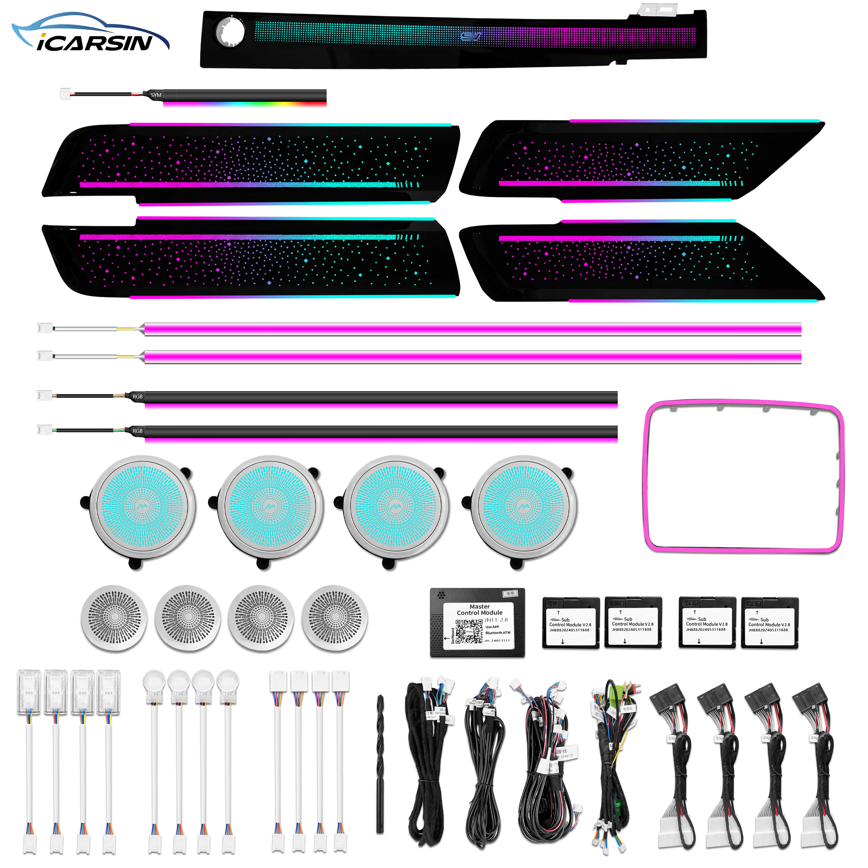 ICarsin for Land Rover Range Rover Sport 2014-2022 Ambient Light Dynamic Colorful Starry Style LED Car Interior Light Decor Kit