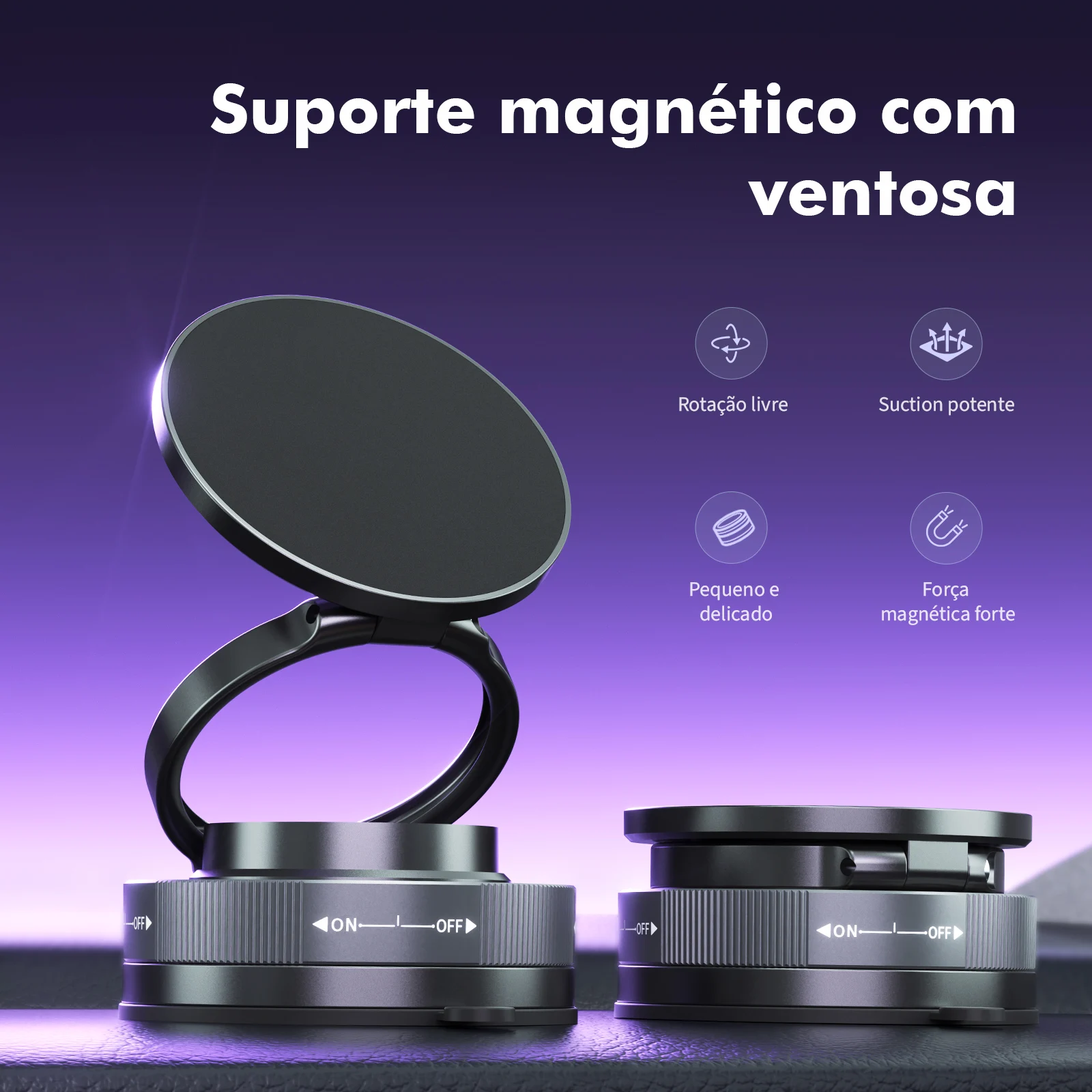 Magnetic Car Holder With Sink, Swivel 360 °, Compatible with iPhone 12-17 and Android, Brazil Coibeu