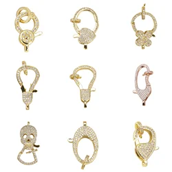 Skeleton DIY Jewelry Making Supplies Charm Lobster Clasp full zircon Metal Crystal Hooks for Women Necklace Bracelet Accessories