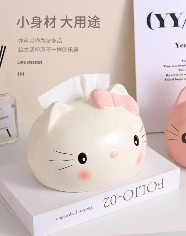 Hellokitty الكرتون صندوق تخزين الأنسجة صندوق الإبداع السيراميك طاولة طعام هدية الحلي طاولة القهوة لغرفة المعيشة سطح المكتب