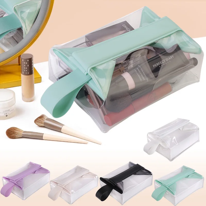 Hot Travel Portable Bag with Magnetic Closure, Transparent Magnetic Suction Storage, Durable and Leak Proof Makeup Bag