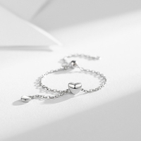 Simple Heart Tassel Adjustable Rings Silver Color Chain Pendant Ring Romantic Circle Rings Women Girls Finger Jewelry