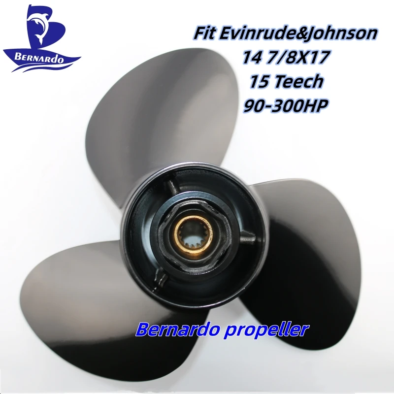 Bernardo Propeller 14 7/8X17 Fit Evinrude&Johnson Outboard Engine 90 100 115 130 140 300HP Aluminum 3 Blade 15 Tooth Spline RH