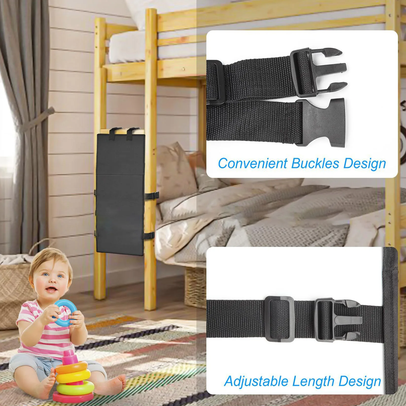 Etagen bett Leiter Abdeckung mit 6 Sicherheits schnallen faltbare Design Leiter Schutz universell einfach zu installieren Kinder Bett Leiter Schutz