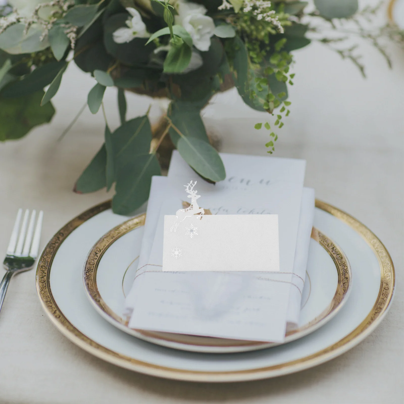 

50pcs Christmas Place Cards Reindeer Cutout Design Table Tent Cards For Holiday Party Wedding Dinner Seating Guest Name Card