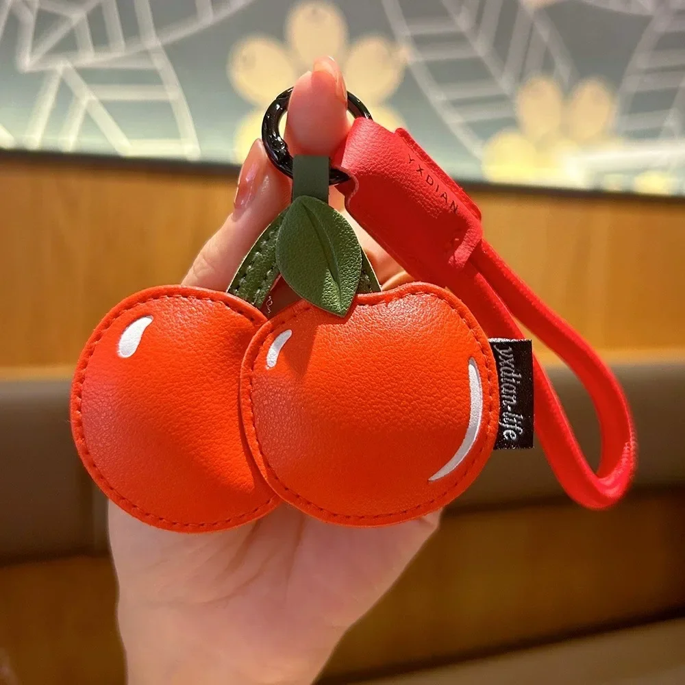 الإبداعية بولي Leather الجلود الفاكهة كيرينغ الحلو الكرز الليمون الخوخ سلاسل المفاتيح حقيبة يد حلية الهدايا تذكارية حامل مفتاح السيارة مجوهرات #4