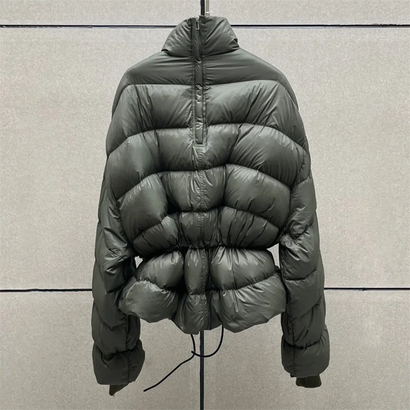 Chaquetas de plumón para mujer, chaqueta holgada con cuello alto y cordones para invierno, abrigo grueso y cálido relleno de plumón de pato blanco 90