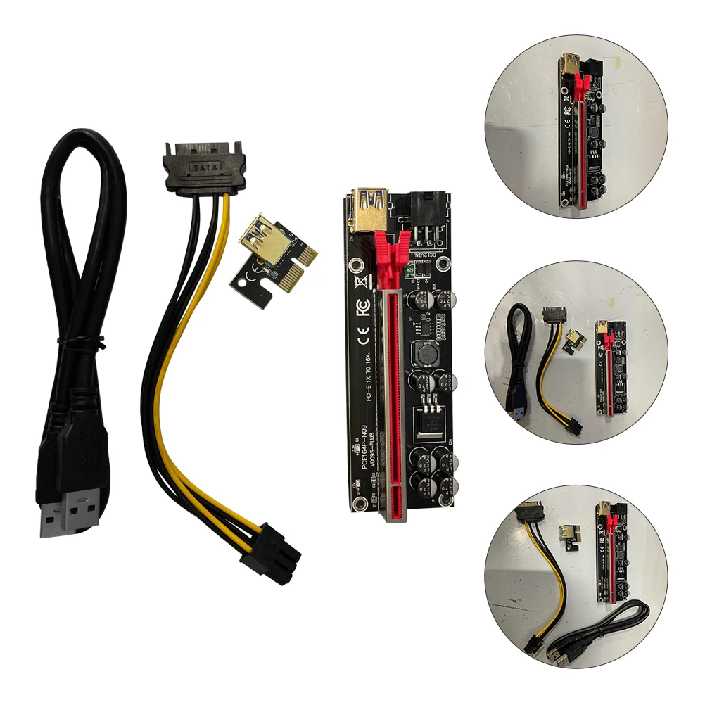 

Удлинительный кабель видеокарты 6-контактный PCI-E 1x–16x Удлинитель Gpu Riser Адаптер Рамка для майнинговой установки Стабильный источник питания Позолоченный