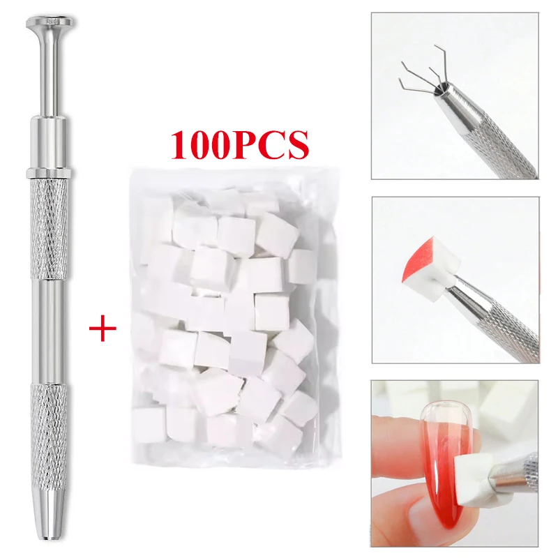 

100Pcs Soft Nail White Sponge with Grabbing Pen Set Ombre Square Sponge for Nails Gradient Nail Brush French Tip Tool Manicure