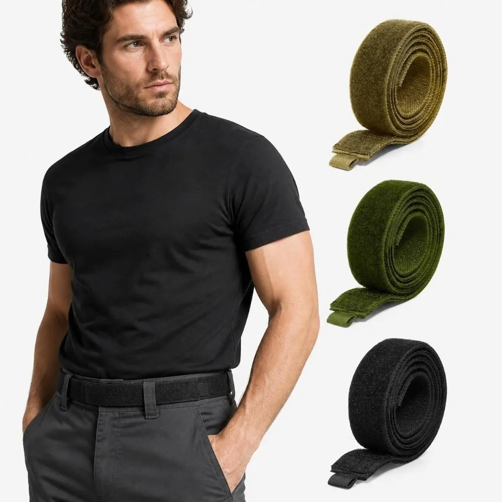 Simple Nylon Waist Belt Loop Hook Adjustable Inner Belt Velcro Fastening Lightweight Battle Belt Women Men