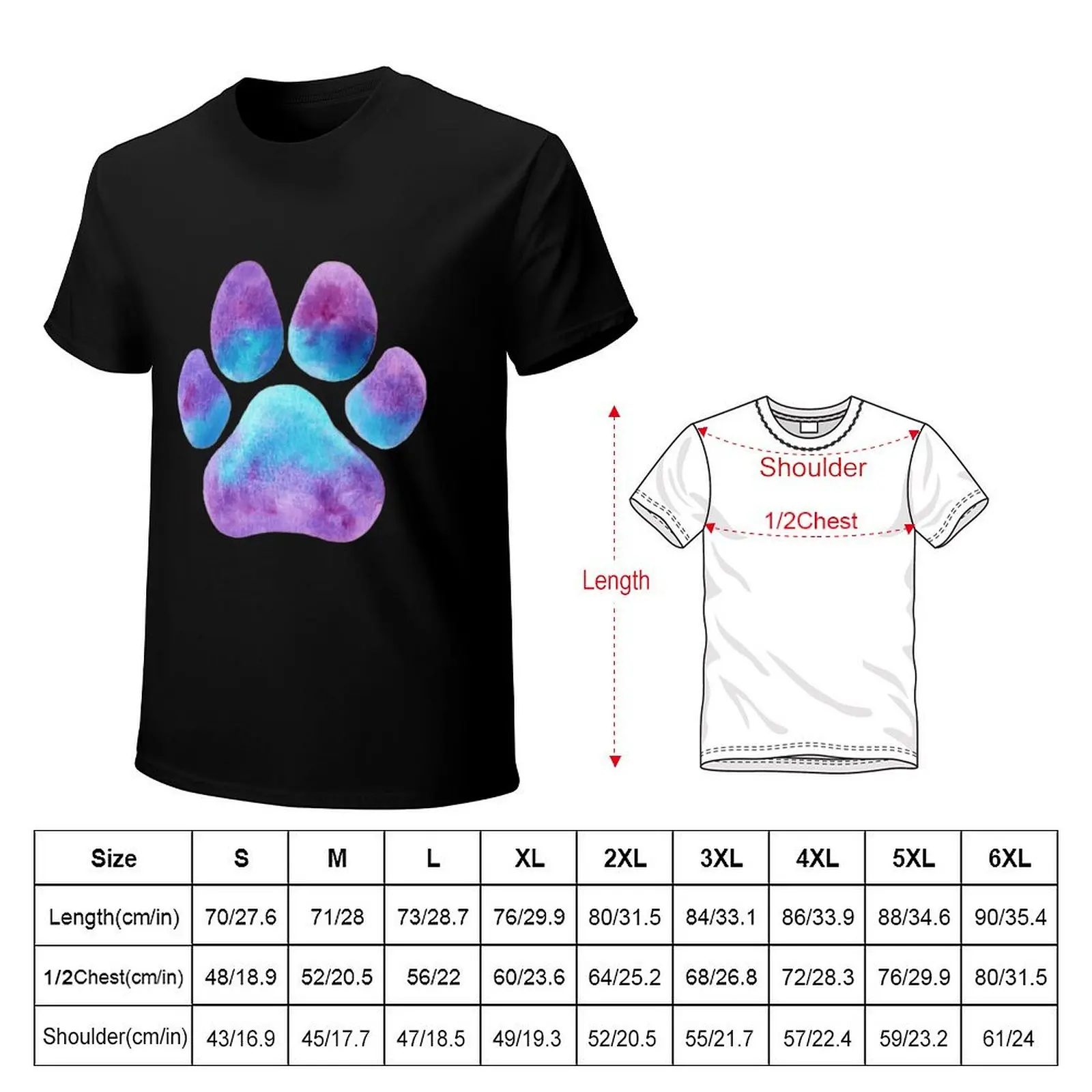 Purple Blue Paw Print T-Shirt baggy shirts heavyweights mens graphic t-shirts big and tall