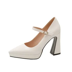 Fashion Patent Leather Sexy Pointed Toe Women's Pumps High Heels Autumn Elegant Ankle Buckle Straps Ladies Wedding Party Shoes