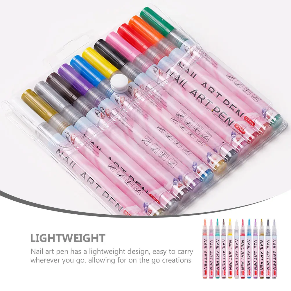 

12pcs Art Pens Graffiti Dotting Pen Acrylic Paint Marker For Nail Design Flower Patterns Lightweight Travel 3D Decoration Set