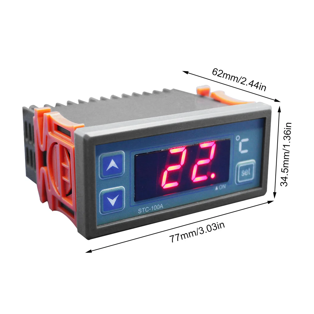 STC-100A LED Digital Thermostat Temperature Controller AC 220V Thermoregulator Heating Cooling for Incubator with NTC Sensor