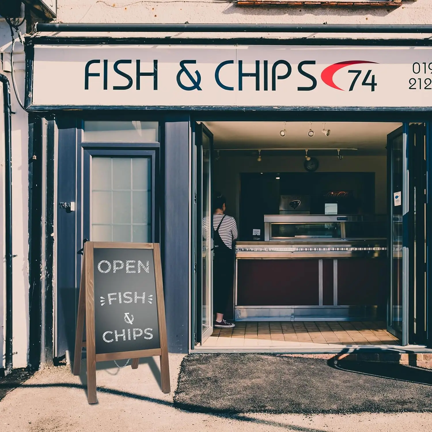 لافتة سبورة خشبية بإطار على شكل حرف A مقاس 40 × 20 بوصة مع طباشير سائل وصلب للحفلات وحفلات الزفاف والمطاعم #5