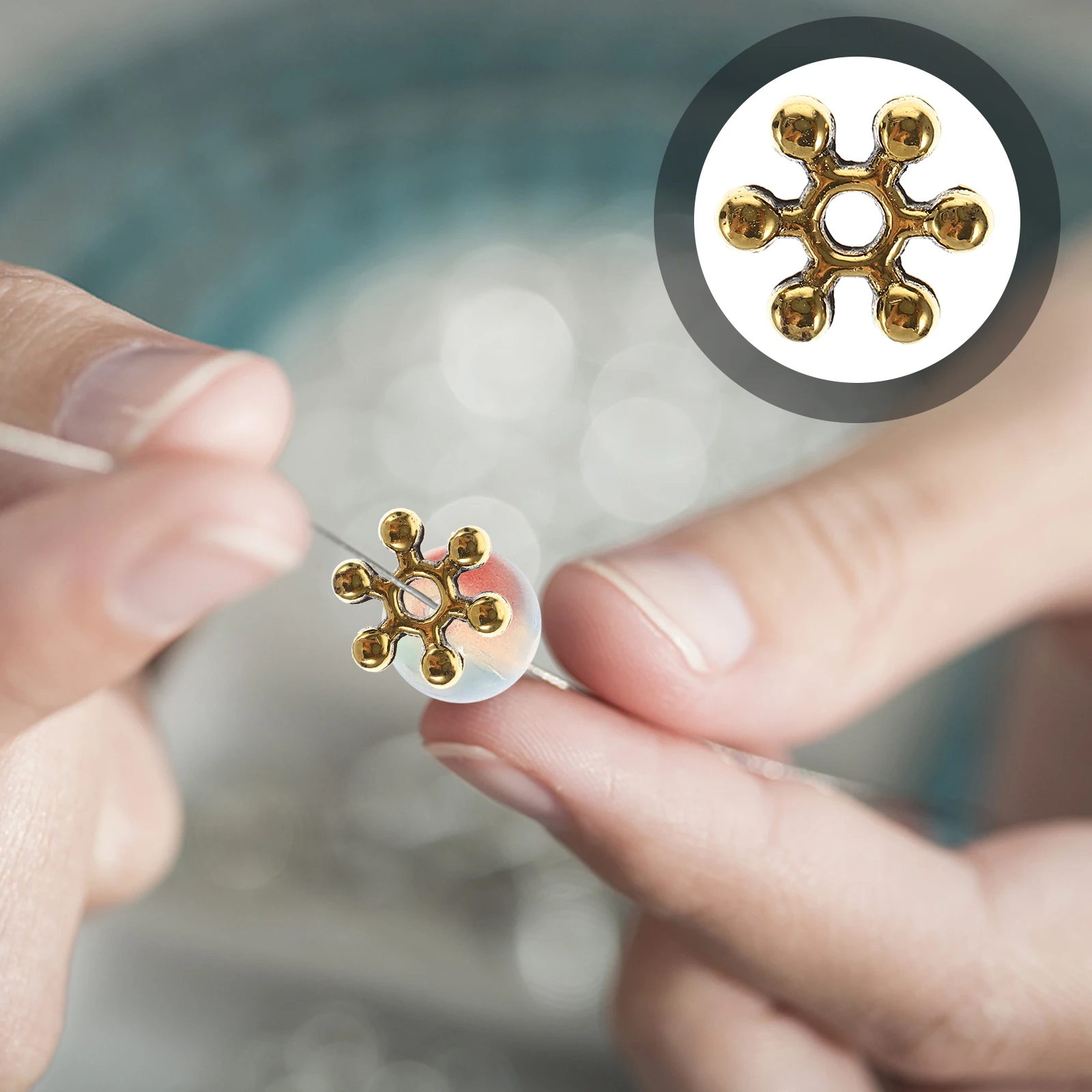 

200 Pcs Shaped Retro Alloy Spacer Bead Jewelry Making Bracelet Beads Ornaments Snowflakes